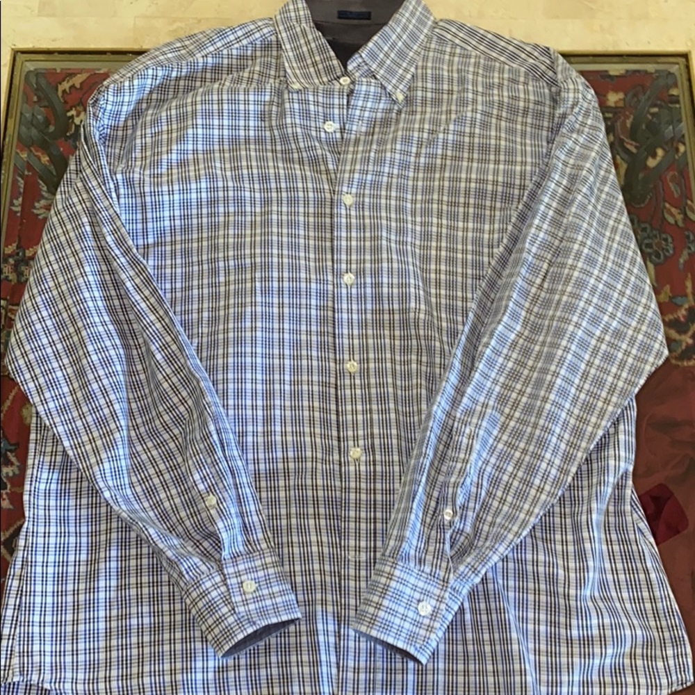 Men’s Plaid Fitted Button Down XL